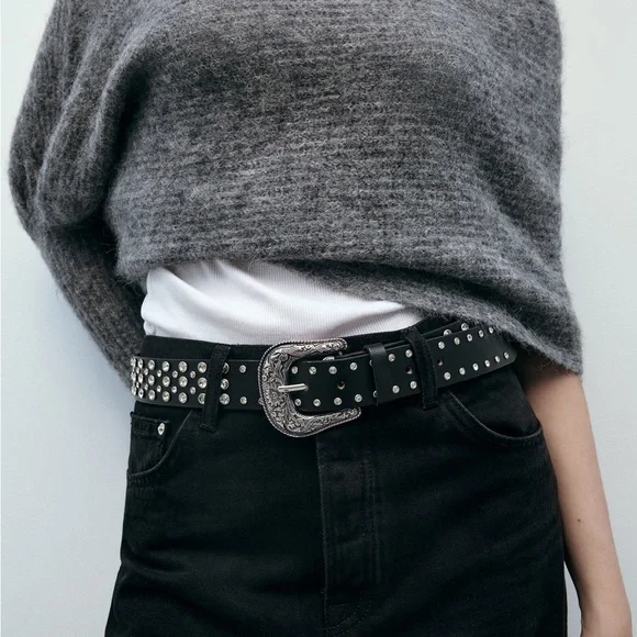 Zara | Accessories | New Zara Rhinestone 0 Leather Black  display picture 1